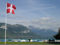 Lake Annecy with Flag